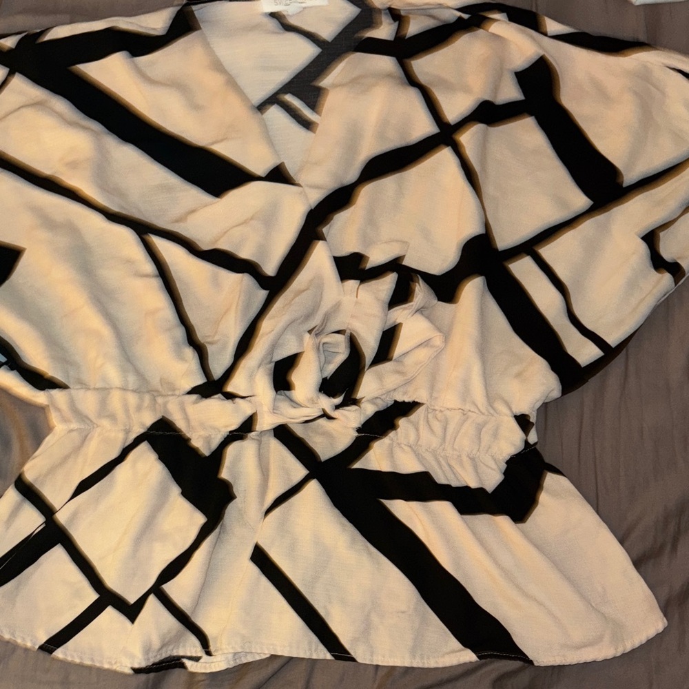 Sweet Rain Black and White Abstract Blouse